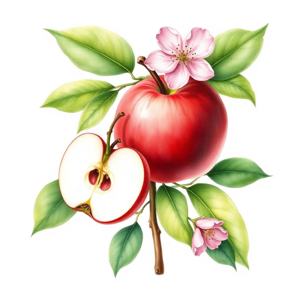 Apfel – Botanische Illustration
