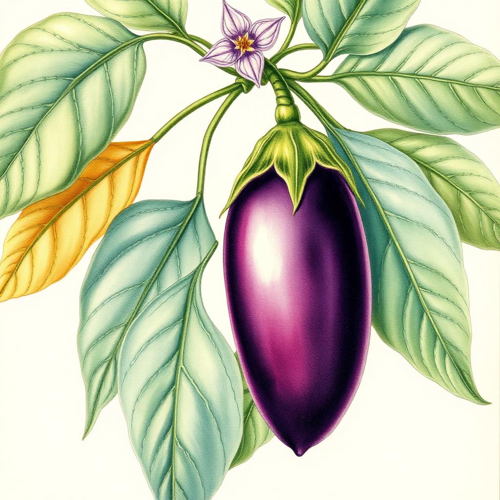 Aubergine – Botanische Illustration