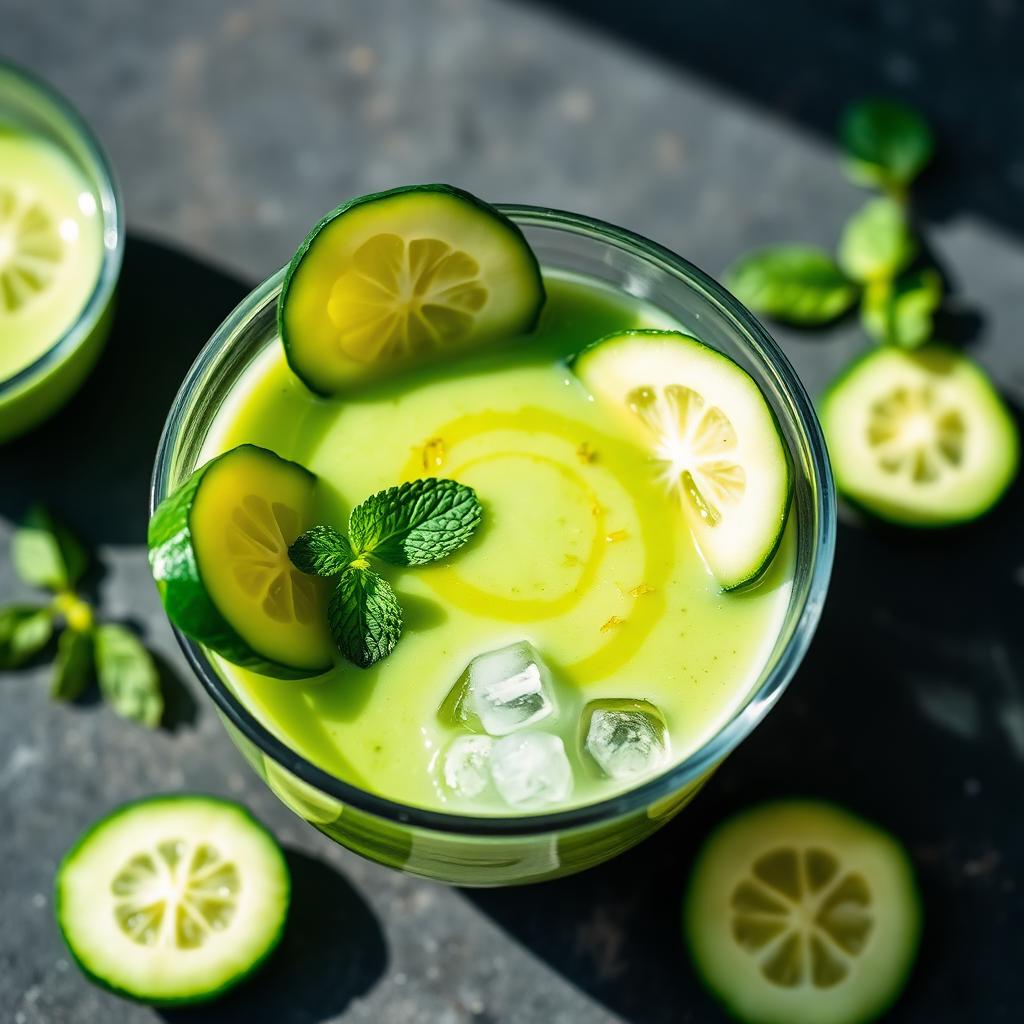 Avocado-Gurken-Kaltschale mit Limette und Minze