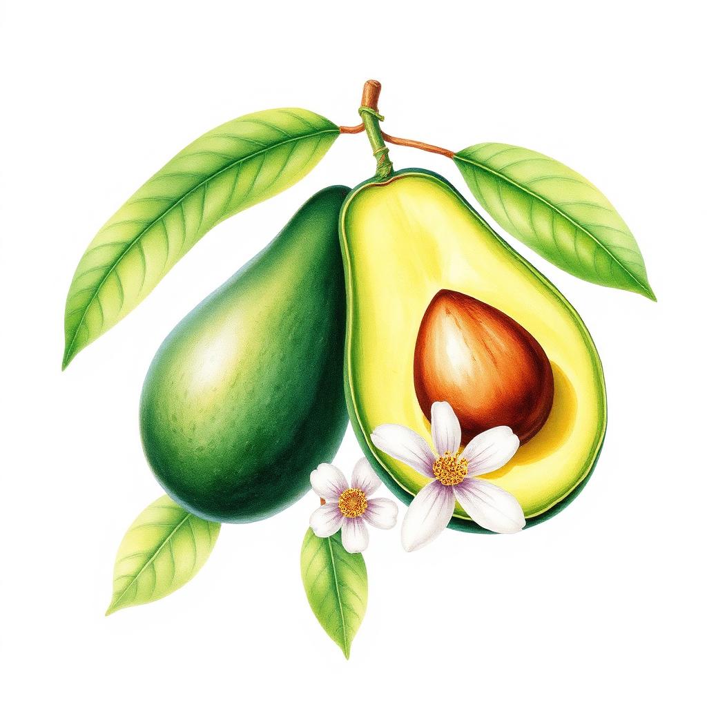 Avocado – Botanische Illustration