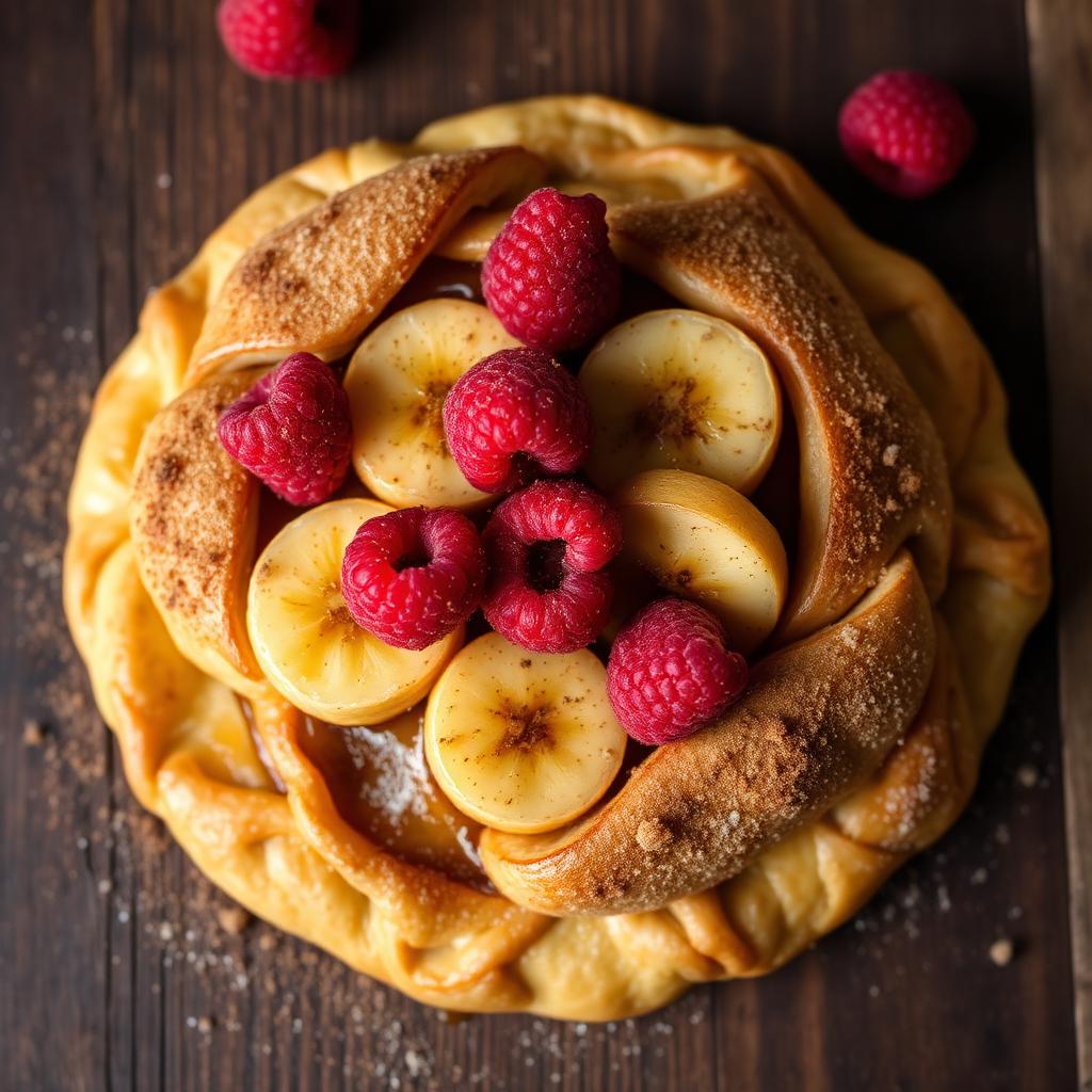 Blätterteig-Bananen-Himbeer-Dessert