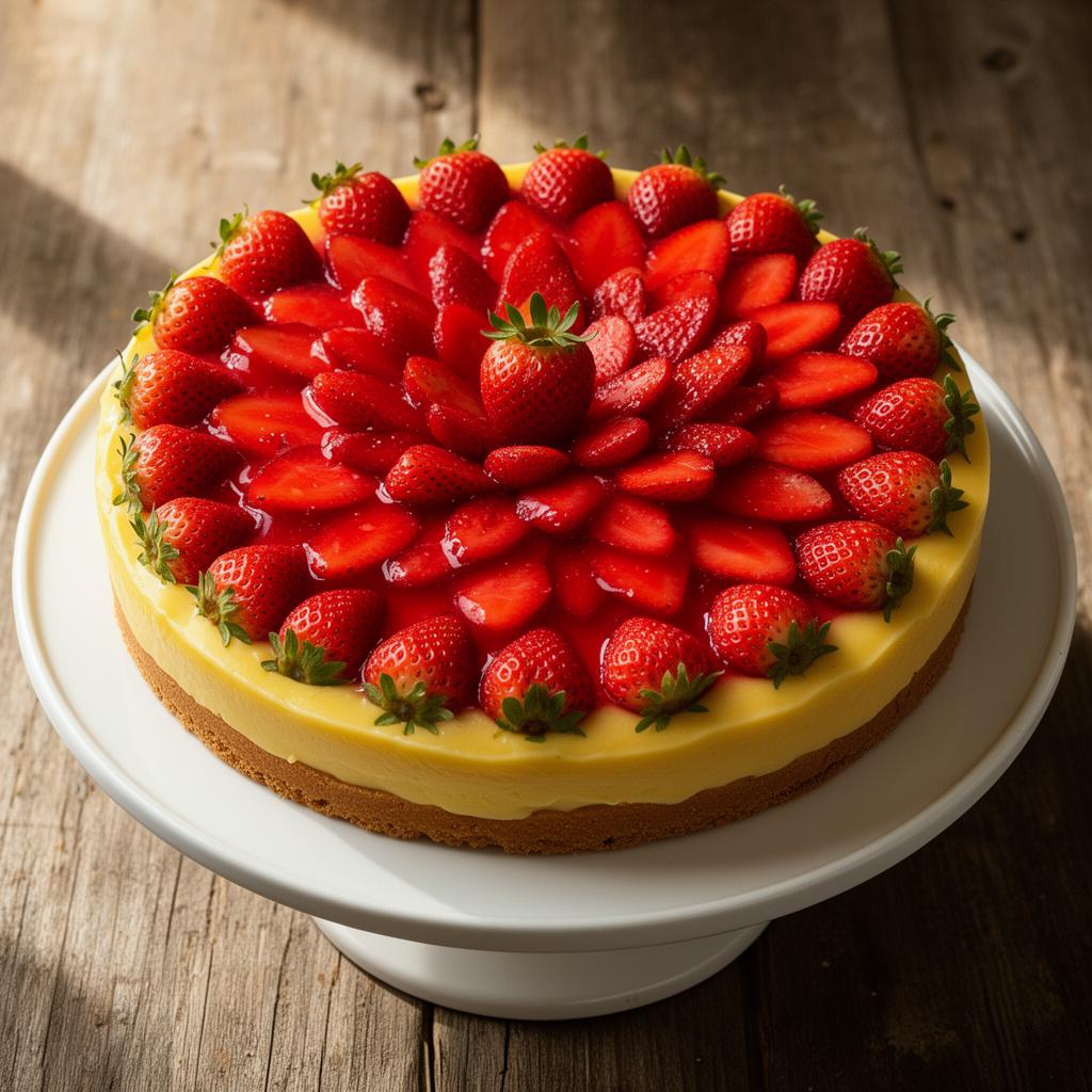 Erdbeerkuchen mit Pudding