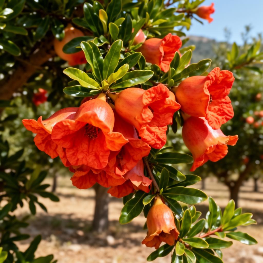Granatapfel – Blütezeit – leuchtende Glockenblüten