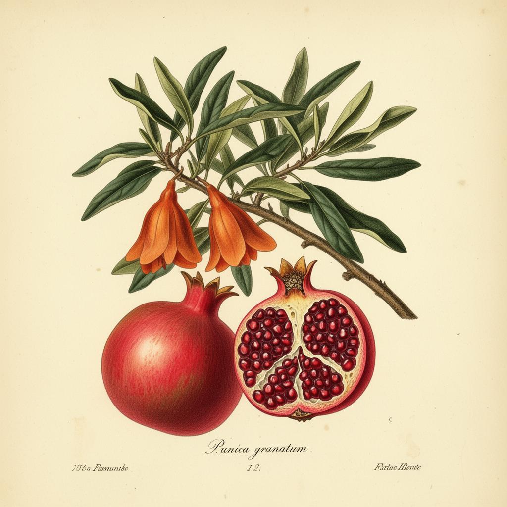 Granatapfel – Botanische Illustration