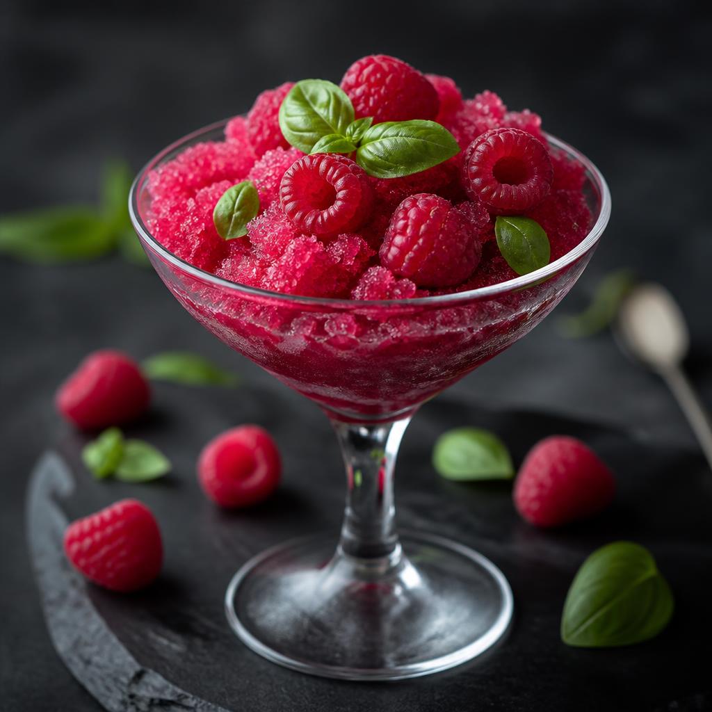 Himbeer-Basilikum-Granita
