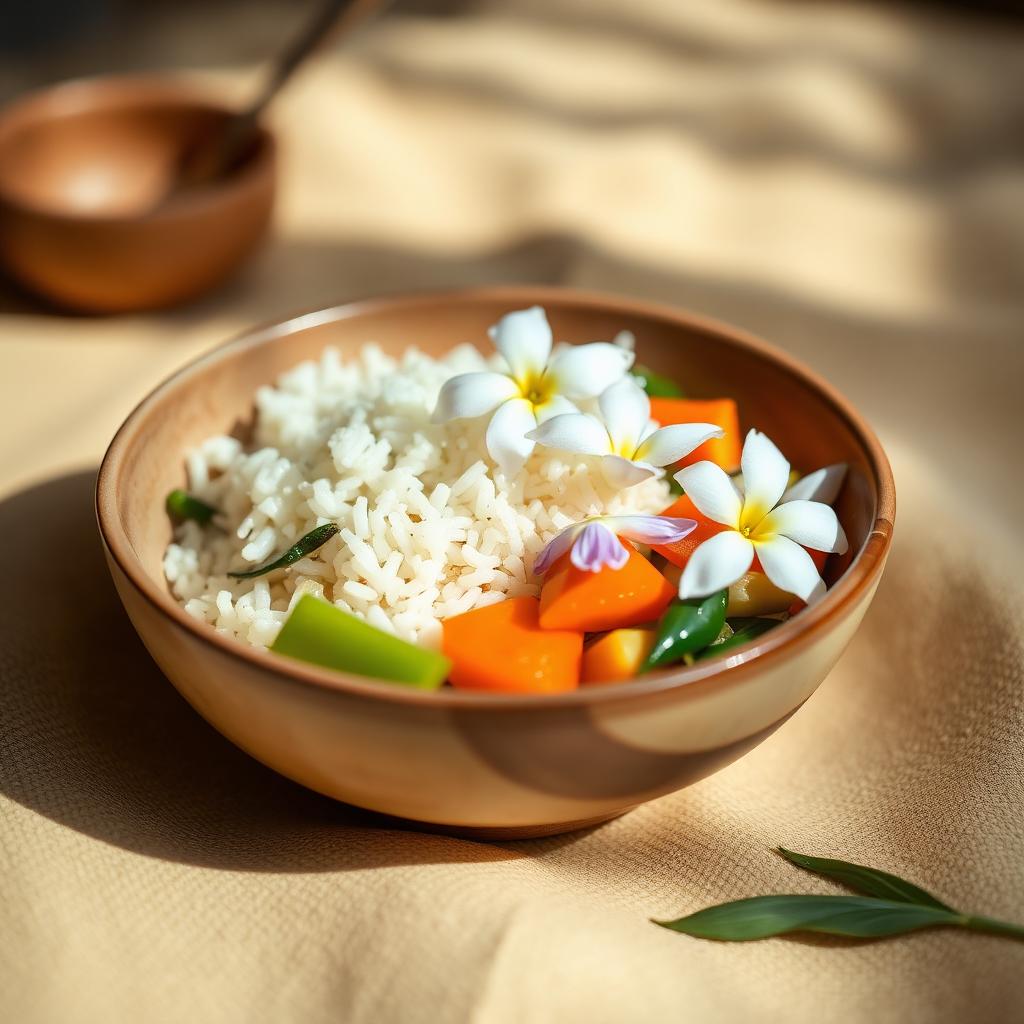 Jasmin-Reis mit Gemüse