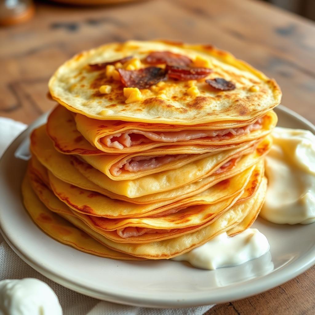 Ukrainische Käse-Schinken-Pfannkuchen