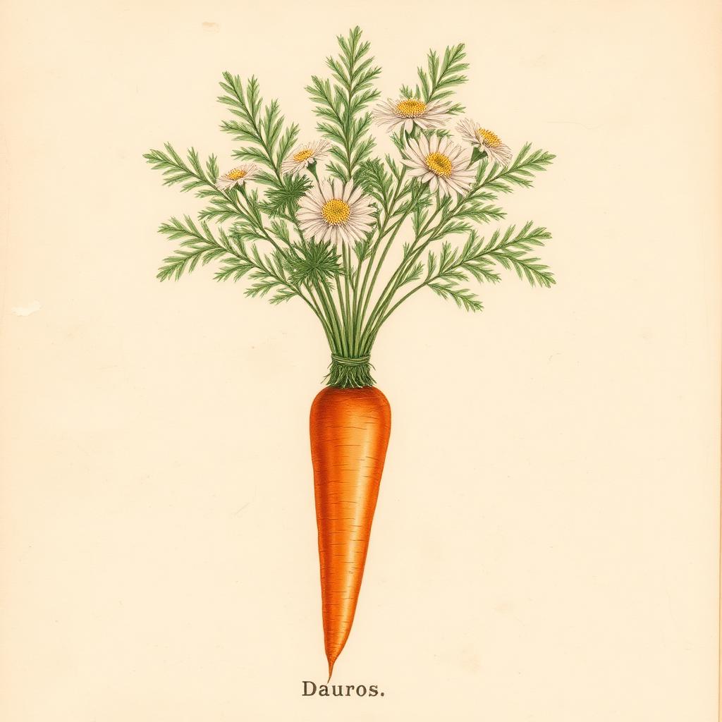 Karotte (Möhre) – Botanische Illustration