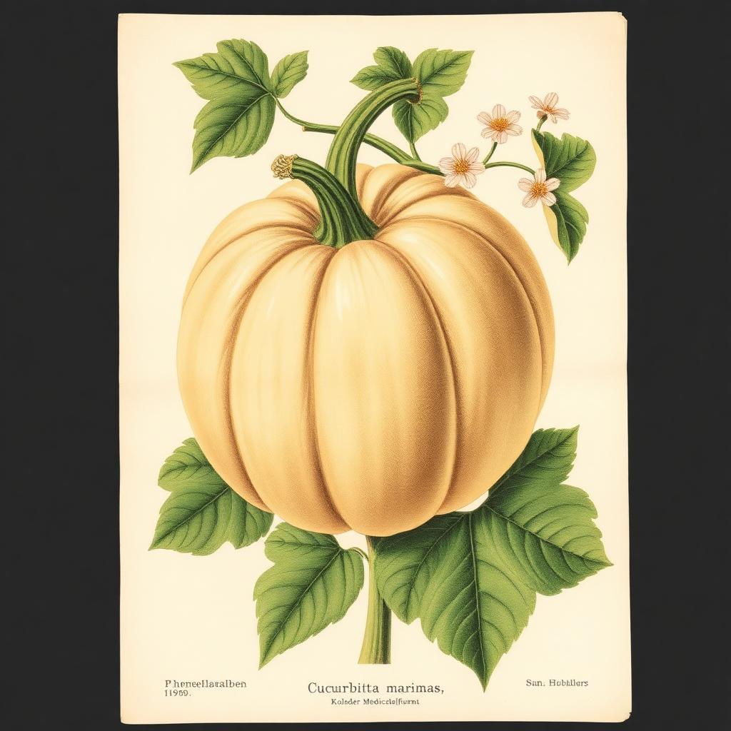 Kürbis – Botanische Illustration