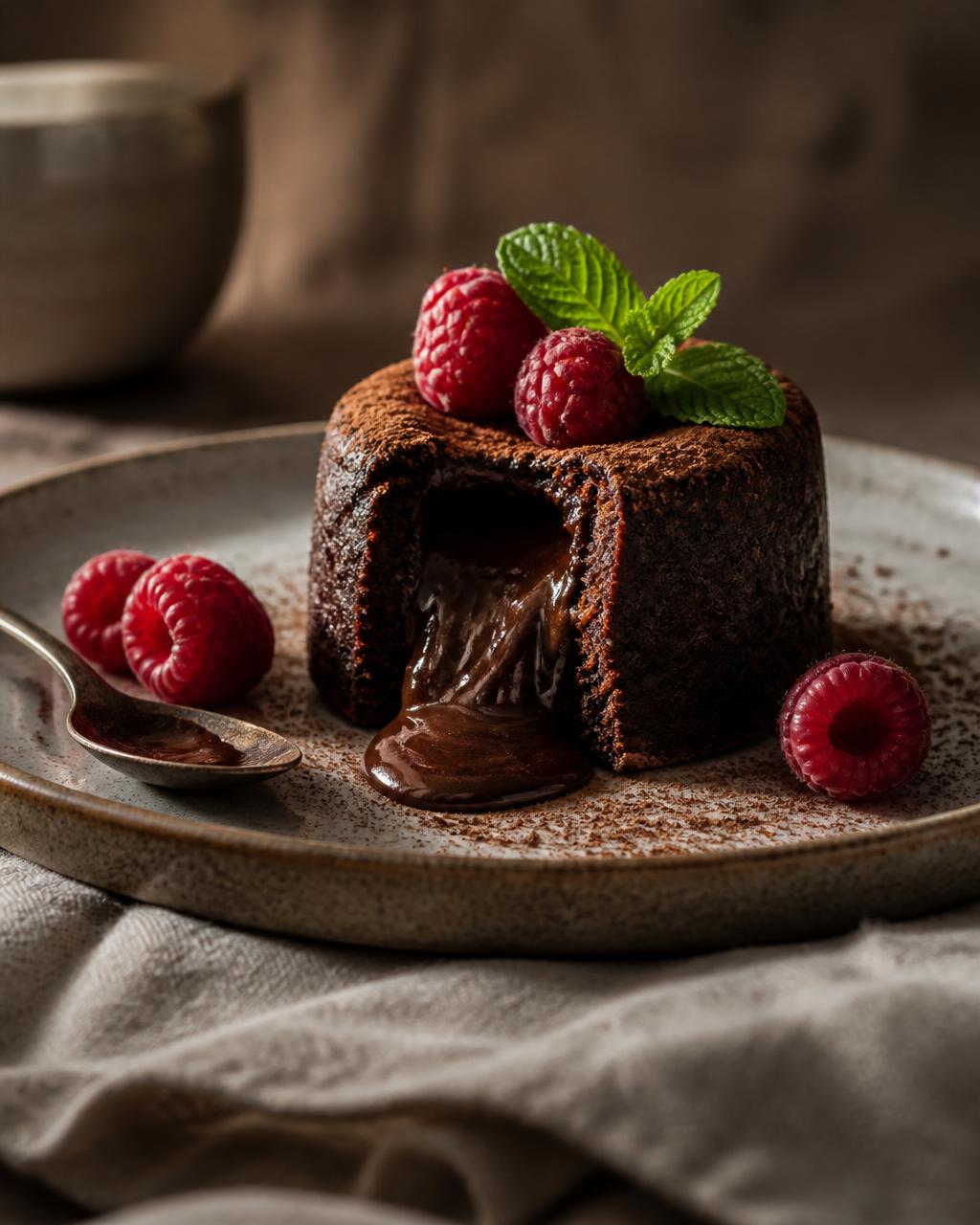 Mehlfreier Schokoladenkuchen mit flüssigem Kern
