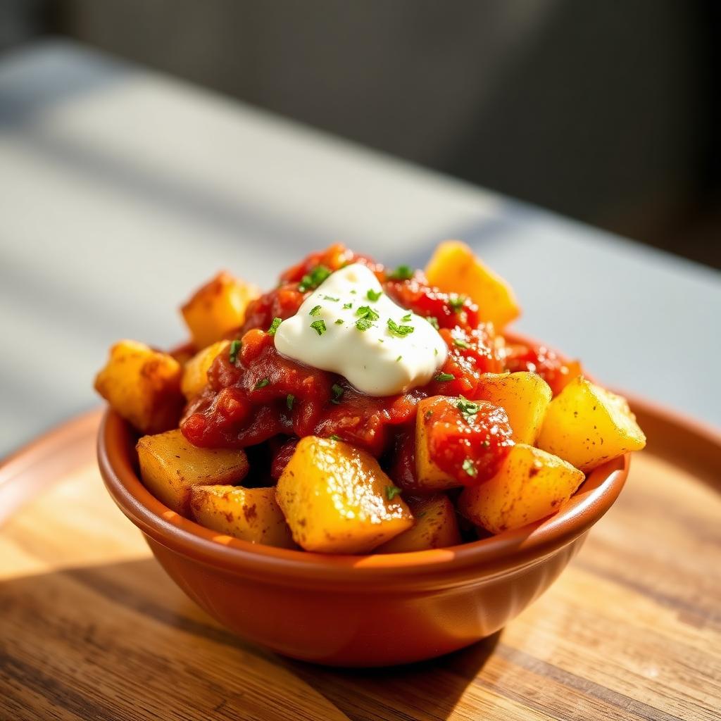 Patatas Bravas mit Salsa Brava und Aioli