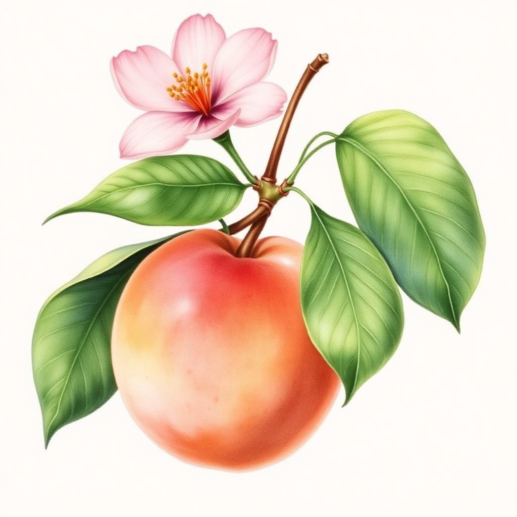Pfirsich – Botanische Illustration