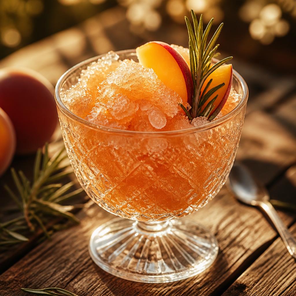 Pfirsich-Rosmarin-Granita