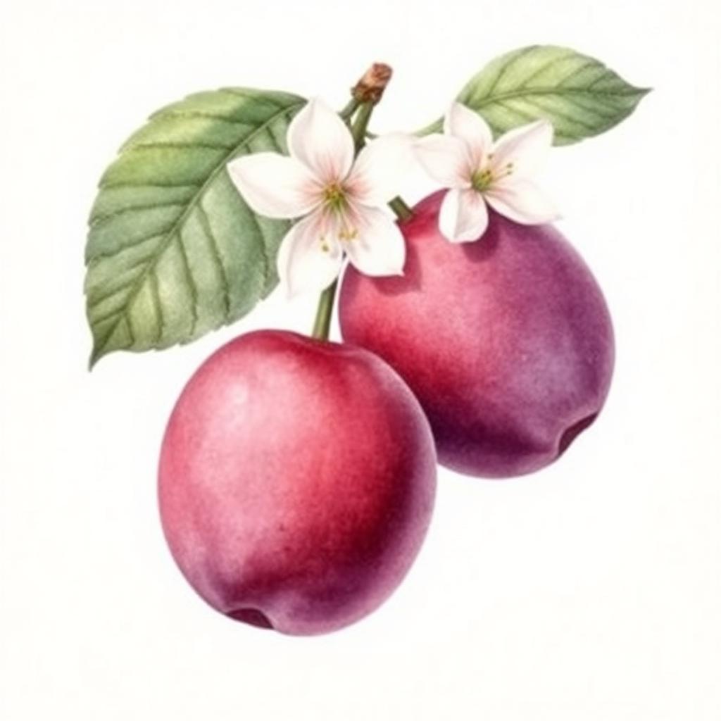 Pflaume – Botanische Illustration