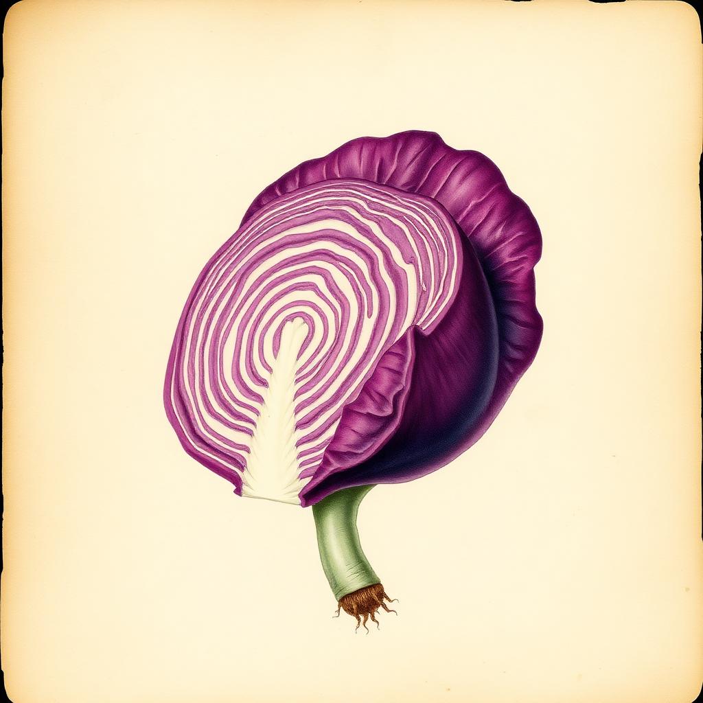 Rotkohl – Botanische Illustration