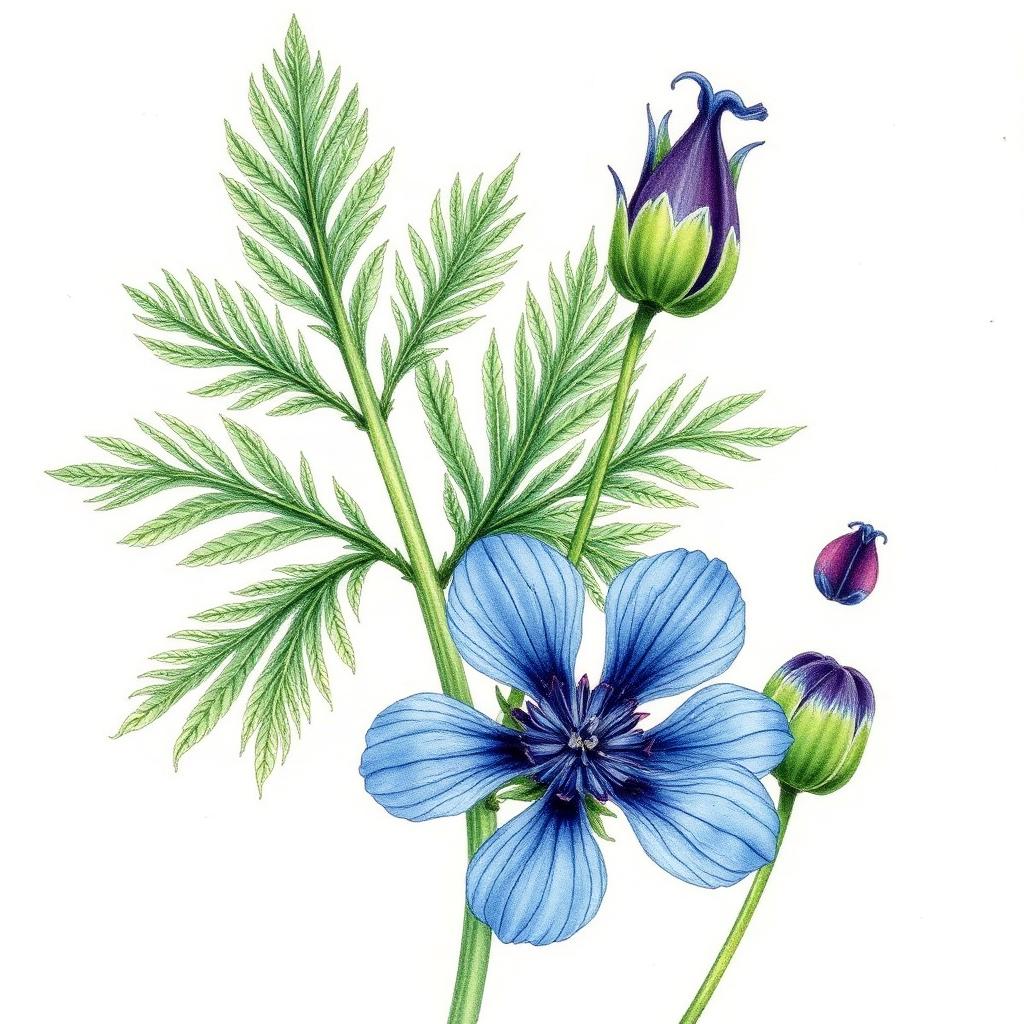 Schwarzkümmel – Botanische Illustration