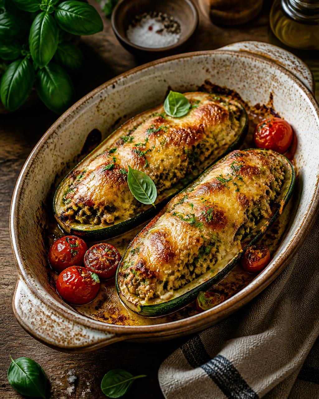 Überbackene Zucchini aus dem Ofen