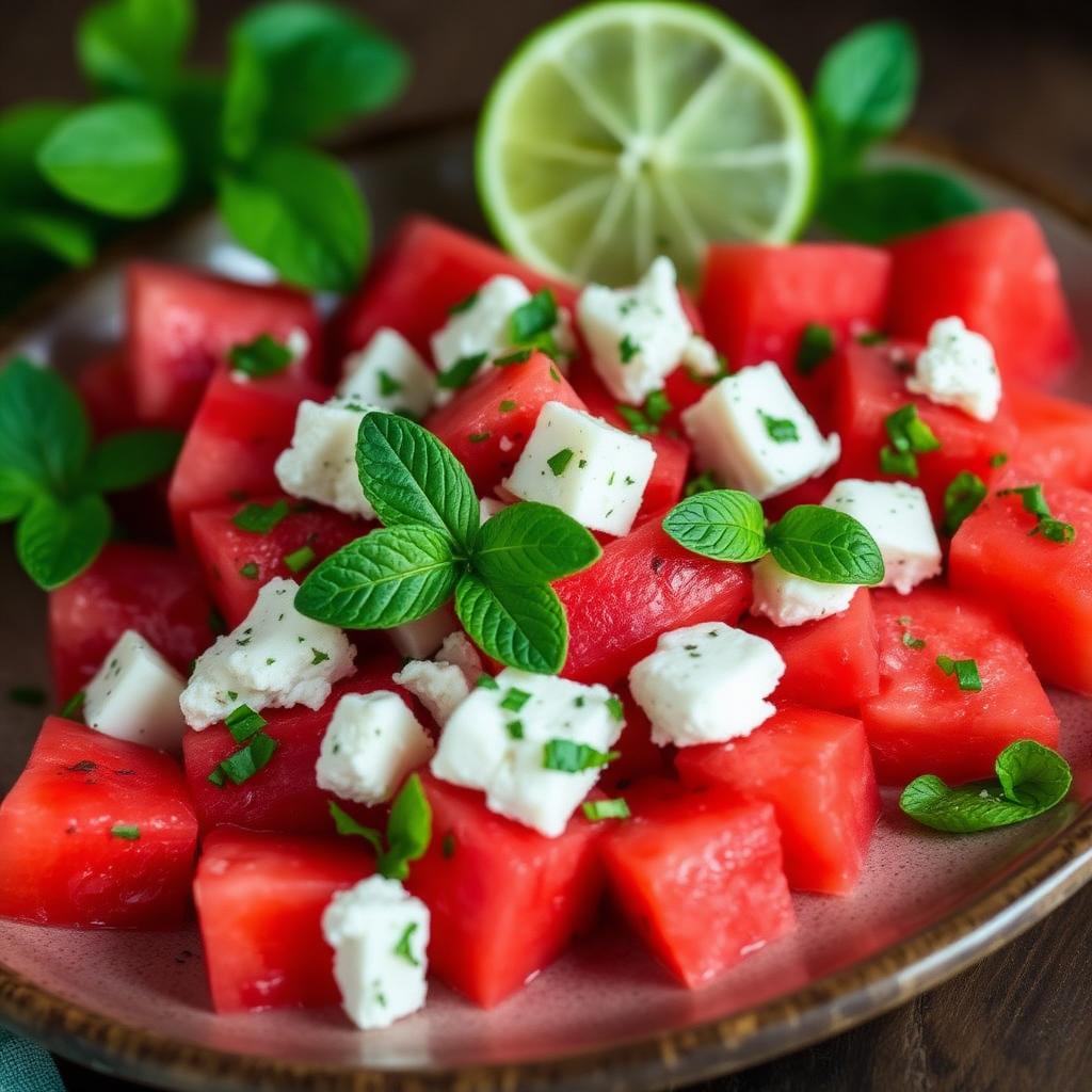 Wassermelonen-Feta-Salat mit Minze