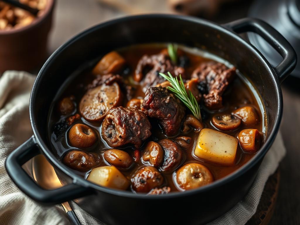 Wildgulasch mit Wacholder & Pilzen