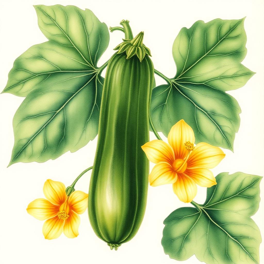 Zucchini – Botanische Illustration